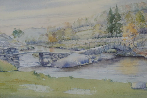 Signed original watercolour by Jim Micklewright of Slatters bridge Cumbria