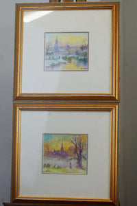 A pair of Original paintings by renowned artist artist M Watson "Dawn Frost" and  "River Mist"