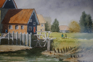 Watercolour of “Tide Mill” Battles Bridge Essex by Colin Steed a skilled artist