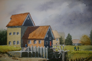 Watercolour of “Tide Mill” Battles Bridge Essex by Colin Steed a skilled artist