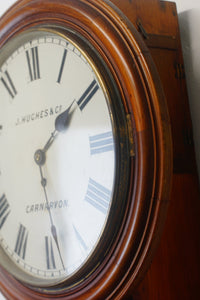 A fantastic Early Victorian Fusee drop Dial wall clock by John Hughes and Co, Carnarvon