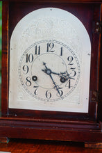 Load image into Gallery viewer, A mahogany mantle clock with the most fabulously engraved face