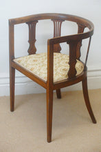 Load image into Gallery viewer, The most fabulous Edwardian Inlaid Tub chair dating 1890 in gorgeous condition