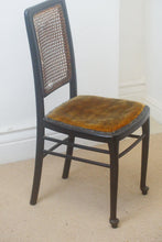 Load image into Gallery viewer, Ebonised bedroom chair with a Bergère Reed back and padded seat in great condition