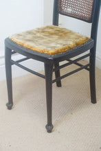 Load image into Gallery viewer, Ebonised bedroom chair with a Bergère Reed back and padded seat in great condition