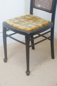 Ebonised bedroom chair with a Bergère Reed back and padded seat in great condition