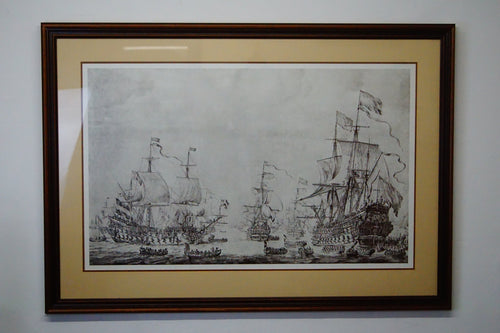 Picture of Dutch Men-O’-War and Other Ships in a Calm, created in 1665 by Willem Van De Velde