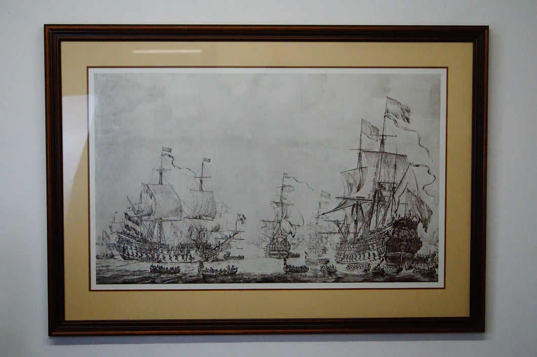 Picture of Dutch Men-O’-War and Other Ships in a Calm, created in 1665 by Willem Van De Velde