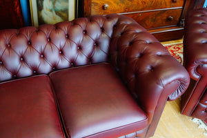 Chesterfield classic sofa and matching club chair in oxblood red just stunning