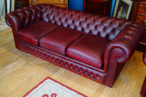 Chesterfield classic sofa and matching club chair in oxblood red just stunning