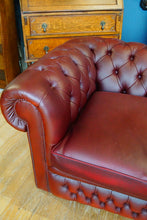 Load image into Gallery viewer, Chesterfield classic sofa and matching club chair in oxblood red just stunning