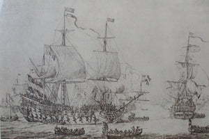 Picture of Dutch Men-O’-War and Other Ships in a Calm, created in 1665 by Willem Van De Velde