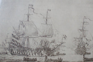 Picture of Dutch Men-O’-War and Other Ships in a Calm, created in 1665 by Willem Van De Velde