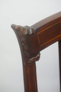 A pair of antique Edwardian mahogany inlaid bedroom chairs circa 1900