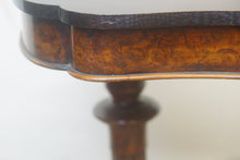 Load image into Gallery viewer, We have a fantastic quality mid Victorian burr walnut stretcher table being serpentine in form