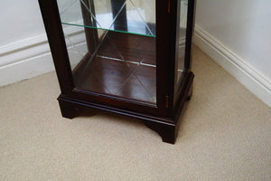 Chippendale style mahogany display cabinet with a hand cut diamond pattern to the door