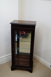 Chippendale style mahogany display cabinet with a hand cut diamond pattern to the door