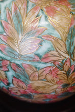 Load image into Gallery viewer, Vintage cloisonne jar with lid, with a light blue base colour highlighted with gold