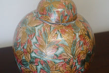 Load image into Gallery viewer, Vintage cloisonne jar with lid, with a light blue base colour highlighted with gold