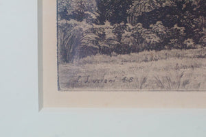 An etching by Luigi Lucioni circa 1930 signed in pencil lower right printed in black on laid paper