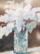 Load image into Gallery viewer, Beautiful vintage Monet painting of a glass vase with the most amazing flowers