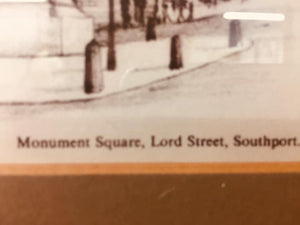 Original pen drawing of Southport’s Monument Square by Alan Lubfall