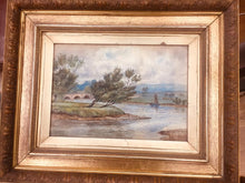 Load image into Gallery viewer, Watercolour signed J Alexander of a gorgeous river with a sailboat