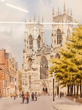 Load image into Gallery viewer, Beautiful pencil signed watercolour of York Minster by renowned artist Peter Annable beautifully painted mounted and framed under glass