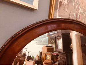 Edwardian mahogany oval mirror with double beveled edge in beautiful condition