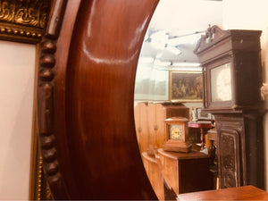 Edwardian mahogany oval mirror with double beveled edge in beautiful condition