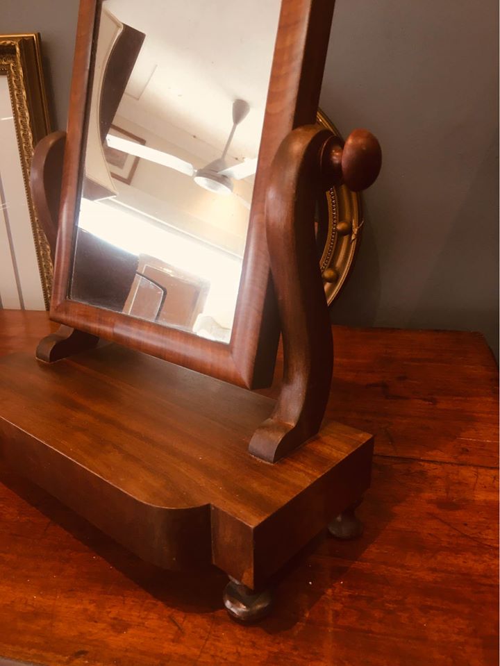 Edwardian mahogany swing mirror with its original glass and fabulous patina