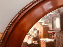 Load image into Gallery viewer, Edwardian mahogany oval mirror with double beveled edge in beautiful condition