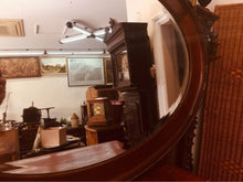 Load image into Gallery viewer, Edwardian mahogany oval mirror with double beveled edge in beautiful condition