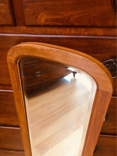 Load image into Gallery viewer, Oak mirror with a beautiful carving and doubled beveled glass