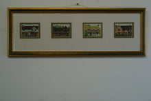 Load image into Gallery viewer, Four beautifully hand embroidered housed well mounted and framed under glass by G Dante 1999