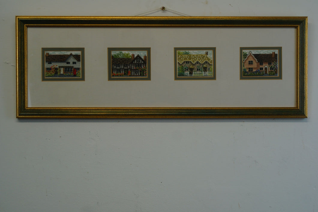 Four beautifully hand embroidered housed well mounted and framed under glass by G Dante 1999