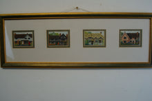 Load image into Gallery viewer, Four beautifully hand embroidered housed well mounted and framed under glass by G Dante 1999