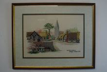 Load image into Gallery viewer, A gorgeous Herefordshire Village embroidery by P Neild 1996 with the most amazing colours