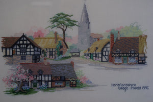 A gorgeous Herefordshire Village embroidery by P Neild 1996 with the most amazing colours