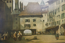 Load image into Gallery viewer, Oil on board painting of “La Place Des Molards Geneva” by R P Bonington beautifully framed