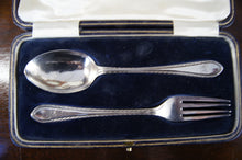 Load image into Gallery viewer, Hallmarked Victorian solid silver christening set hallmarked and boxed