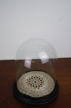 Load image into Gallery viewer, Vintage circular glass display cloche with base in gorgeous condition