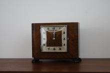 Load image into Gallery viewer, Art Deco oak cased mantle clock with domed glass door just been fully serviced