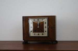 Art Deco oak cased mantle clock with domed glass door just been fully serviced