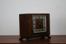 Load image into Gallery viewer, Art Deco oak cased mantle clock with domed glass door just been fully serviced