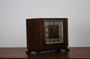 Art Deco oak cased mantle clock with domed glass door just been fully serviced