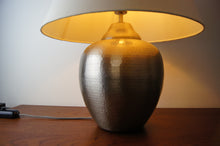 Load image into Gallery viewer, Lovely metal lamp with hand beaten detail to base and gorgeous shade