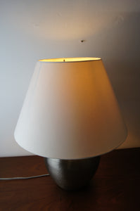 Lovely metal lamp with hand beaten detail to base and gorgeous shade