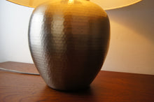 Load image into Gallery viewer, Lovely metal lamp with hand beaten detail to base and gorgeous shade