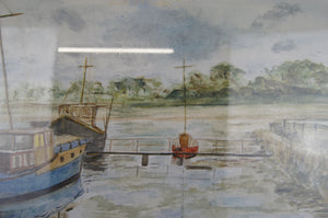 An oiginal watercolour of Glasson Dock by J Moore beautifully painted